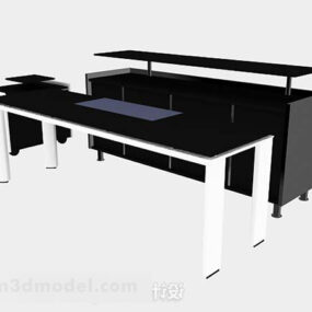 סט כיסא שולחן שחור דגם תלת מימד