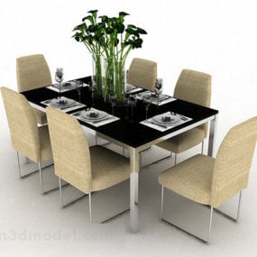 आधुनिक मिनिमलिस्ट डाइनिंग टेबल और कुर्सी V1 3डी मॉडल