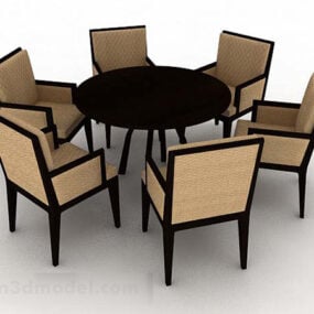 简单的木制小餐桌和椅子3d模型
