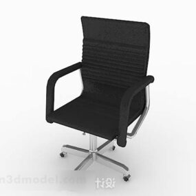 Black Leather Office Wheels Chair 3d model