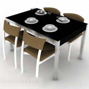 Eenvoudig eettafel en stoel 3D-model