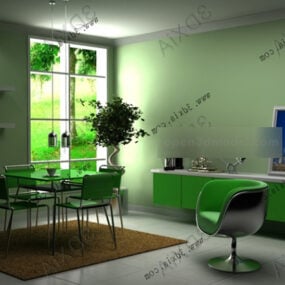 Green Space Dinning Space 3d model