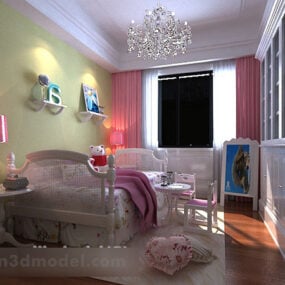 Girl Room Bedroom Design 3d model
