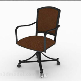 Brown Leather Office Wheel Chair 3d model