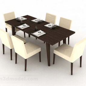 Bàn ghế ăn đơn giản V1 mẫu 3d
