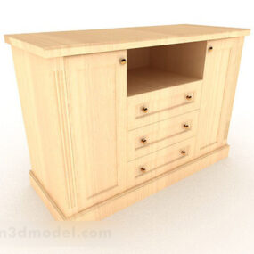 Yellow Wooden Office Tv Cabinet 3d model