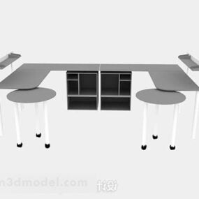 简约办公桌灰色3d模型