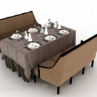 Dining Table Chair Set Brown Color