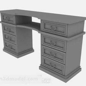 Gray Desk Home Work 3d model