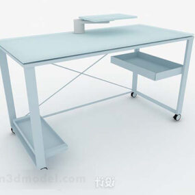 Meja Biru Bekerja Di Rumah model 3d