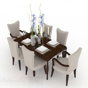 Simple Dining Table Chair Set V1 3d model