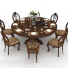 Round Wooden Dining Table Chair Set