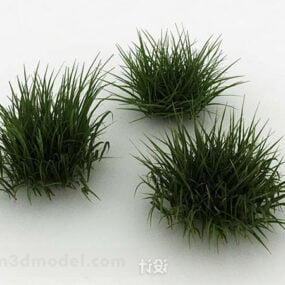 Drie groene grasstruiken 3D-model