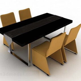 Moderne minimalistische eettafel stoelenset V1 3D-model