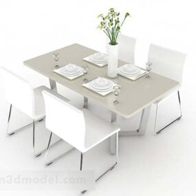 Modern Minimalistic Dining Table Chair Set V2 3d model