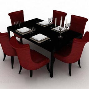 Set di sedie da tavolo da pranzo semplice V3 modello 3d