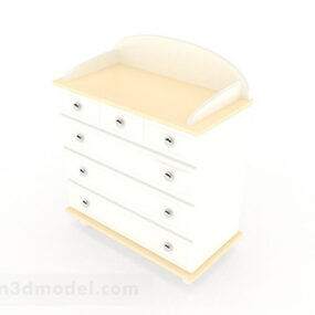 Yellow Wooden Bedside Table V1 3d model