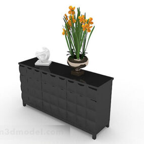 Black Color Minimalist Office Cabinet 3d model