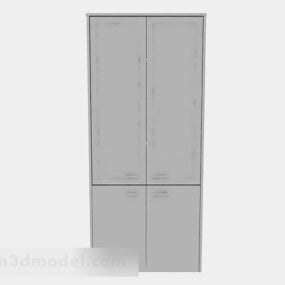 Gray Wardrobe 4 Doors 3d model