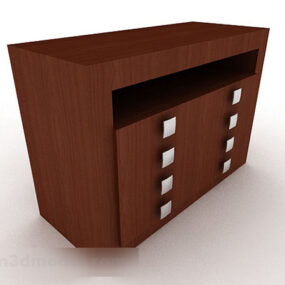 Brown Wooden Entrance Cabinet V3 3d model