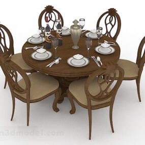 Classic Round Dining Table Chair 3d model