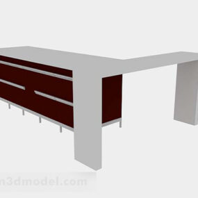 Červený kancelářský rohový stůl 3D model