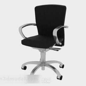 Black Leather Office Wheel Chair V1 3d model