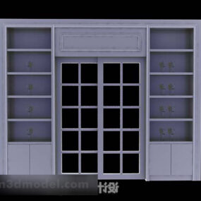Grijze houten vitrinekast V1 3D-model