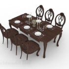 Wooden Dining Table 6 Chairs