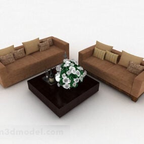 Brown Combination Sofa Design 3d model