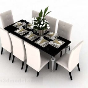 साधारण घरेलू डाइनिंग टेबल और कुर्सी डिज़ाइन 3डी मॉडल