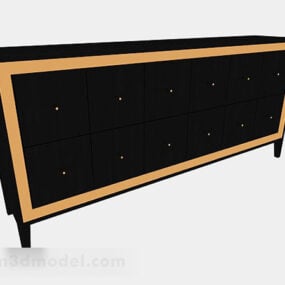 Black Wooden Tv Cabinet Design 3d model