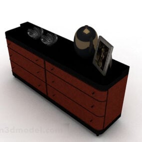 Wooden Brown Office Cabinet Design V1 3d model