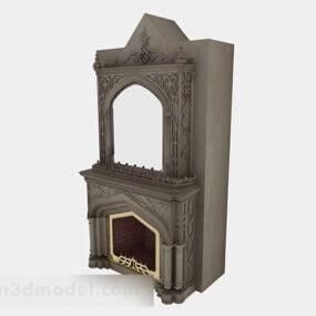 European Brown Fireplace Design 3d model