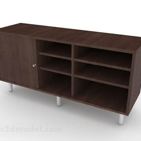 Brown Wooden Tv Cabinet Design V1 3d model
