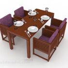 Brown Wooden Dining Table And Chair Design