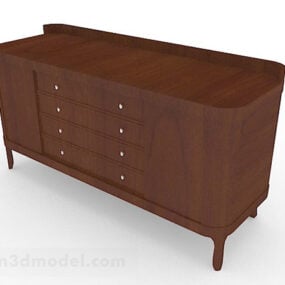 Brown Wooden Entrance Cabinet Design 3d model
