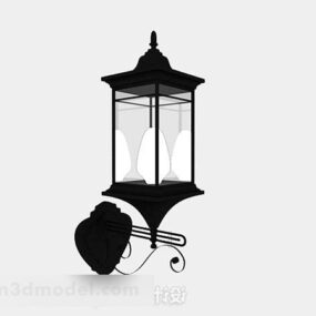 Lampada da giardino nera Design modello 3d