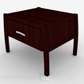 Brown Wooden Bedside Table Design V4 3d model