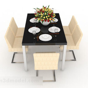 Mesa de jantar minimalista moderna e cadeira V2 modelo 3d