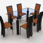 モダンな茶色のミニマルなダイニングテーブルと椅子