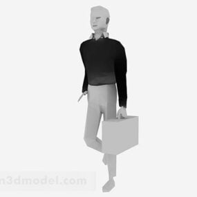 ब्रीफकेस 3डी मॉडल के साथ बिजनेस मैन