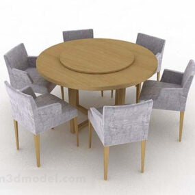 طاولة طعام مستديرة وكرسي V2 نموذج ثلاثي الأبعاد