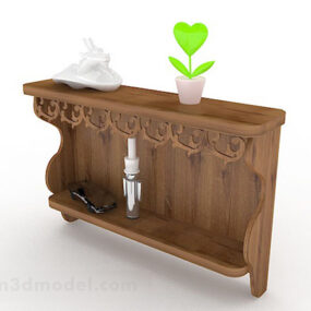 Wooden Brown Office Cabinet V2 3d model