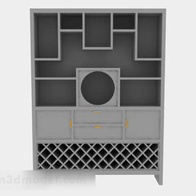 Gray Wooden Display Cabinet V2 3d model