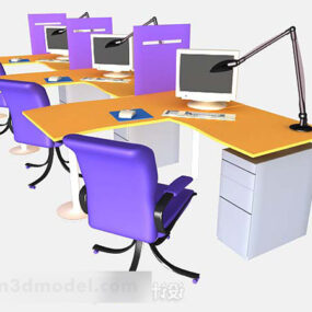Yellow Office Desk V4 3d model