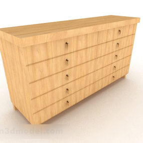 Yellow Wooden Office Cabinet V2 3d model