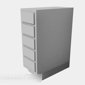 Wood Locker With Three Drawers 3d model