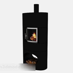 Black Small Fireplace 3d model