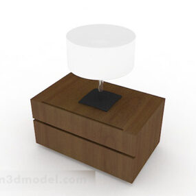 Brown Wooden Bedside Table V13 3d model